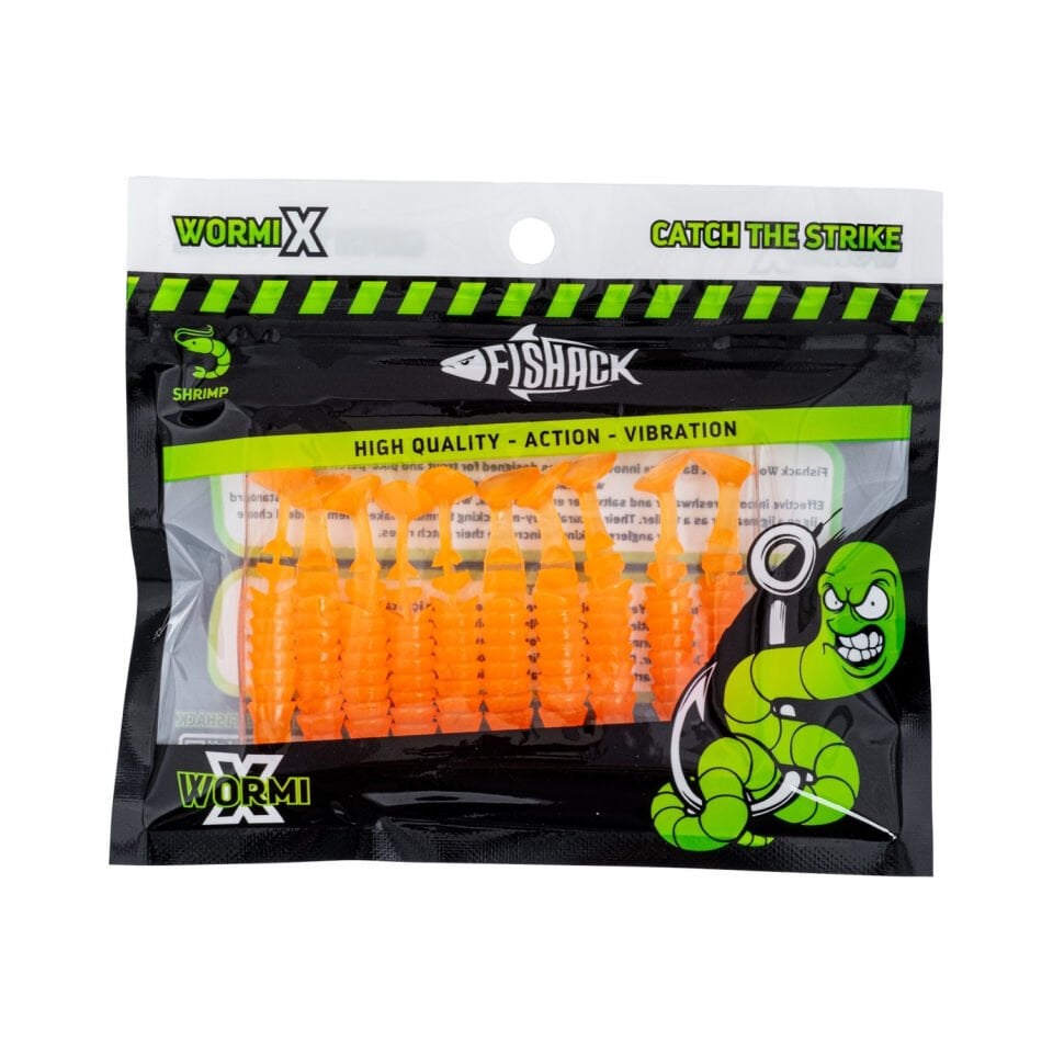 Silikon Kurt Yem - 1,5g 45mm - Fishack - 10 Adet - UV Sillikon - Turuncu