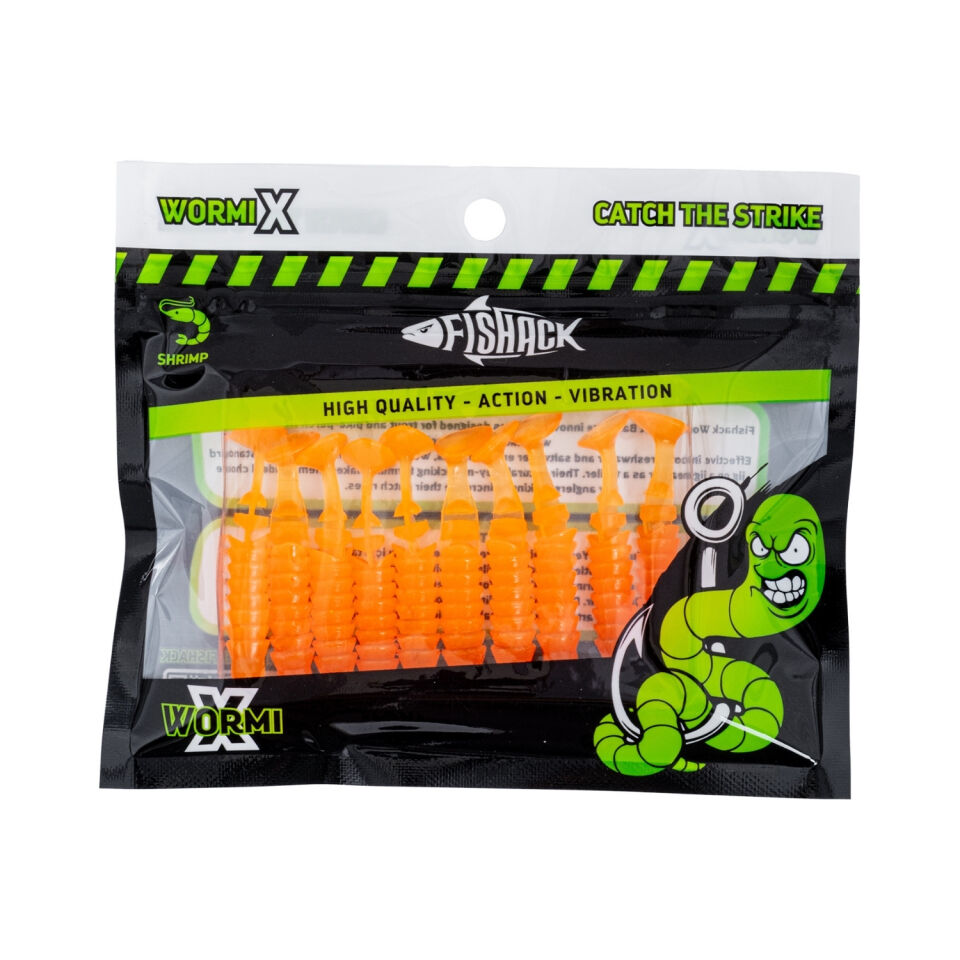 Silikon Kurt Yem - 1,5g 45mm - Fishack - 10 Adet - UV Sillikon - Turuncu