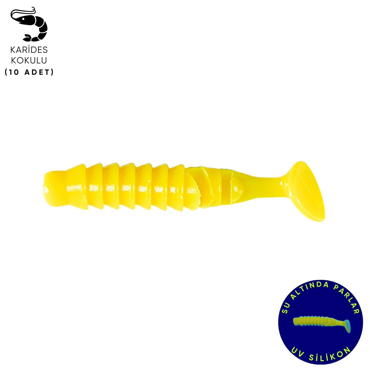 Silikon Kurt Yem - 1,5g 45mm - Fishack - 10 Adet - UV Silikon - Limon