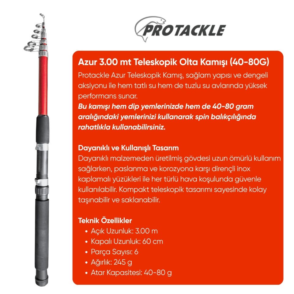 Olta Seti - 300cm Olta Kamışı 40-80GR / 3000'lik Olta Makinesi (XA-Kırmızı)