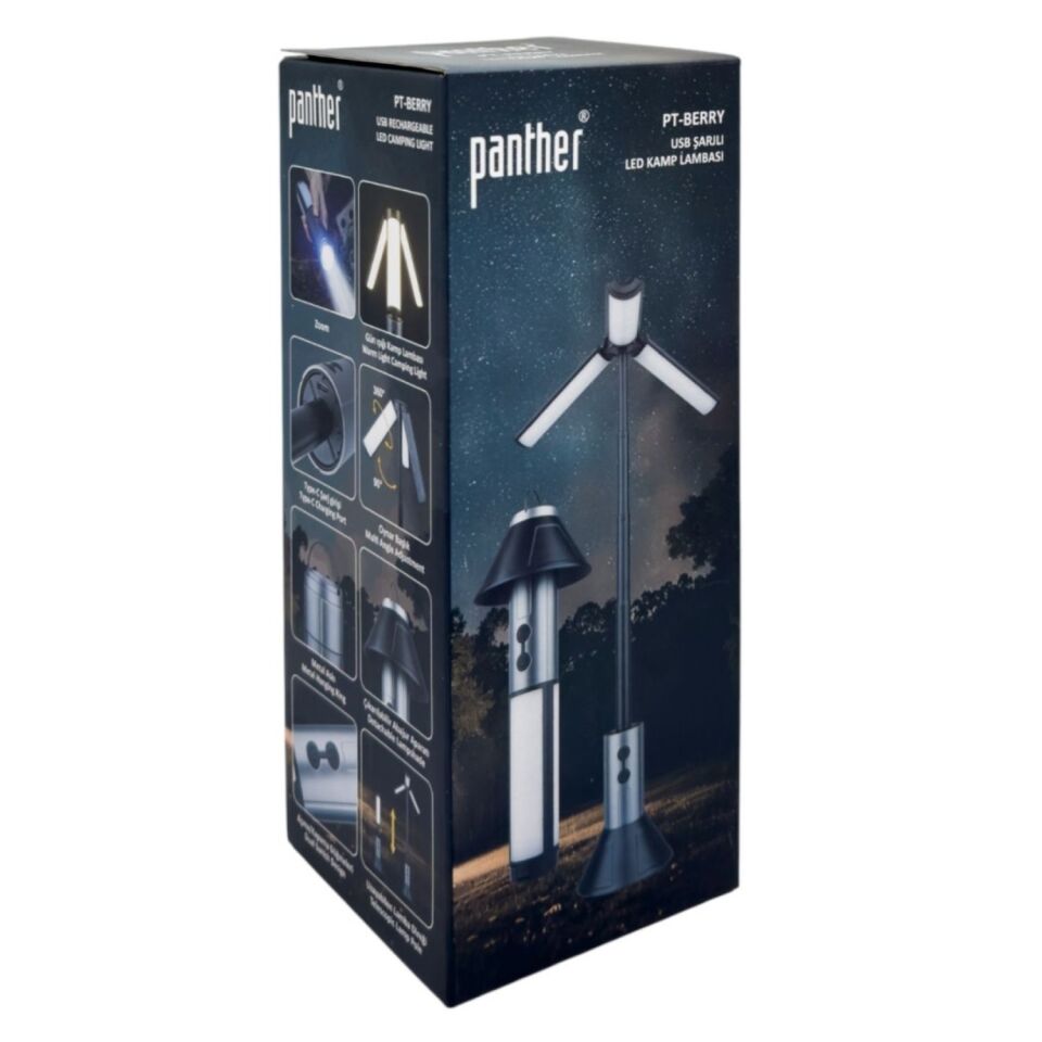 Kamp Lambası - Panther - USB Şarjlı - PT- Berry