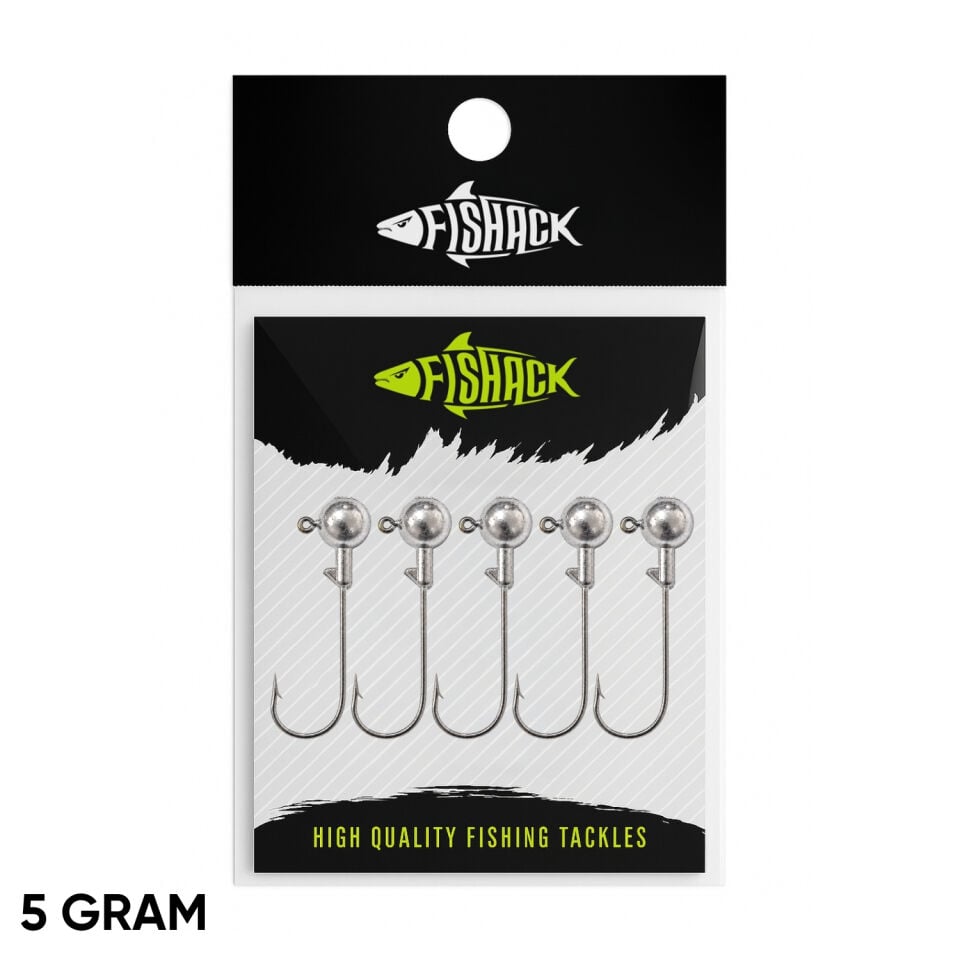 Jighead - Zoka - Kurşunlu Olta İğnesi - Gümüş - 5 Adet - 5 gr