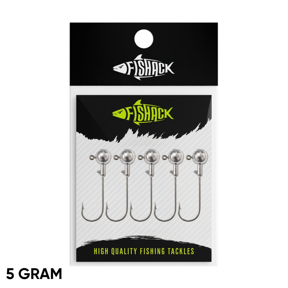 Jighead - Zoka - Kurşunlu Olta İğnesi - Gümüş - 5 Adet - 5 gr