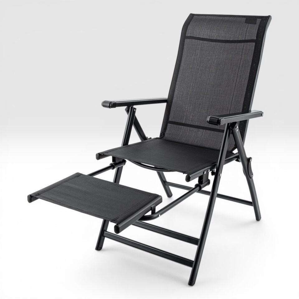 Sırt Ayarlı Katlanabilir Kamp Sandalyesi - 8 Kademeli - Bacak Uzatmalı - Recline