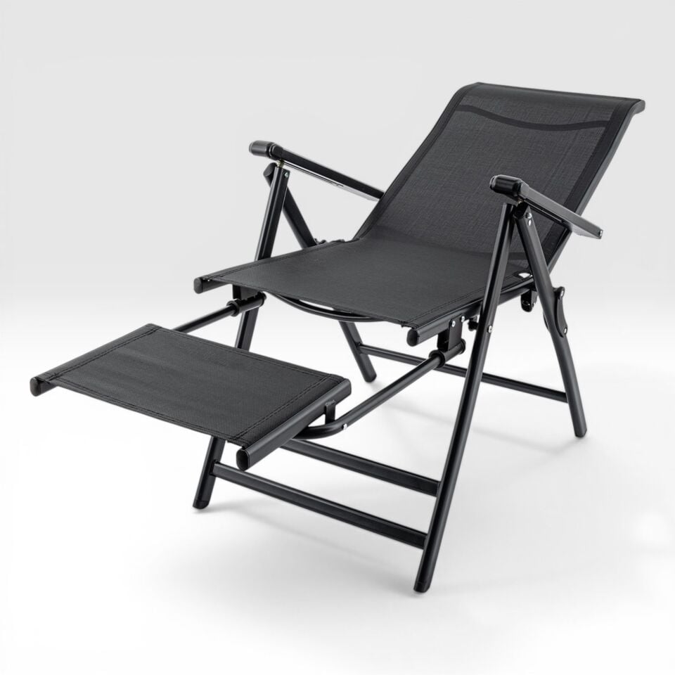 Sırt Ayarlı Katlanabilir Kamp Sandalyesi - 8 Kademeli - Bacak Uzatmalı - Recline