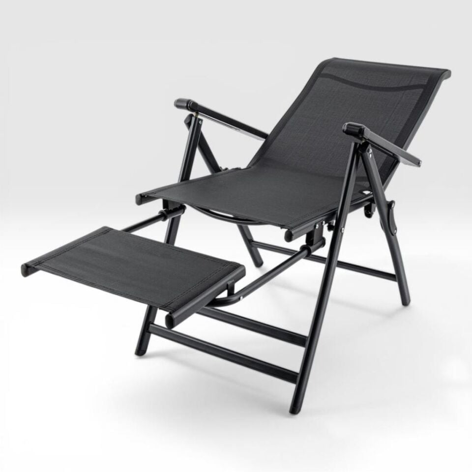 Sırt Ayarlı Katlanabilir Kamp Sandalyesi - 8 Kademeli - Bacak Uzatmalı - Recline