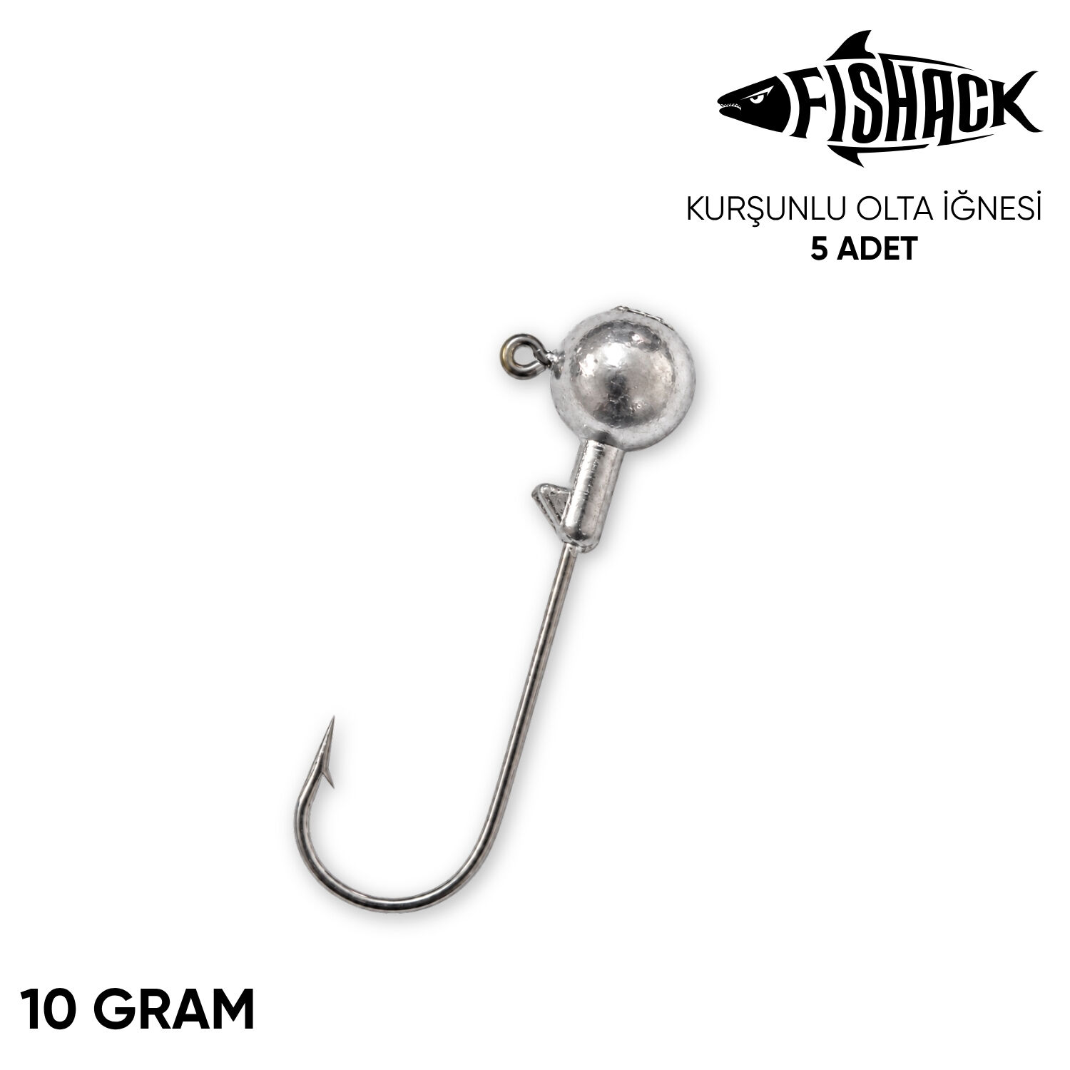 Jighead - Zoka - Kurşunlu Olta İğnesi - Gümüş - 5 Adet - 10 gr
