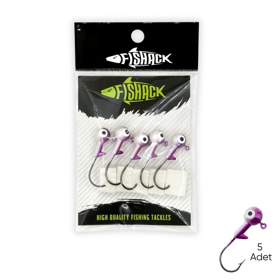Kurşunlu Jighead Zoka - 7g - Fishack - Mor Beyaz (XHA02) - 5 Adet