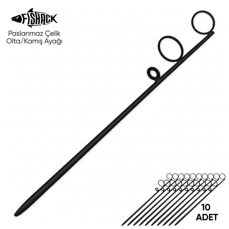 Olta Kamış Ayağı - Paslanmaz Çelik - Fishack - Siyah - 10'lu