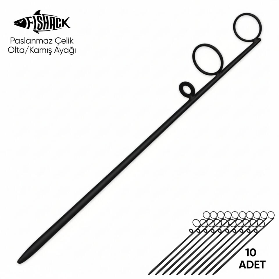 Olta Kamış Ayağı - Paslanmaz Çelik - Fishack - Siyah - 10'lu