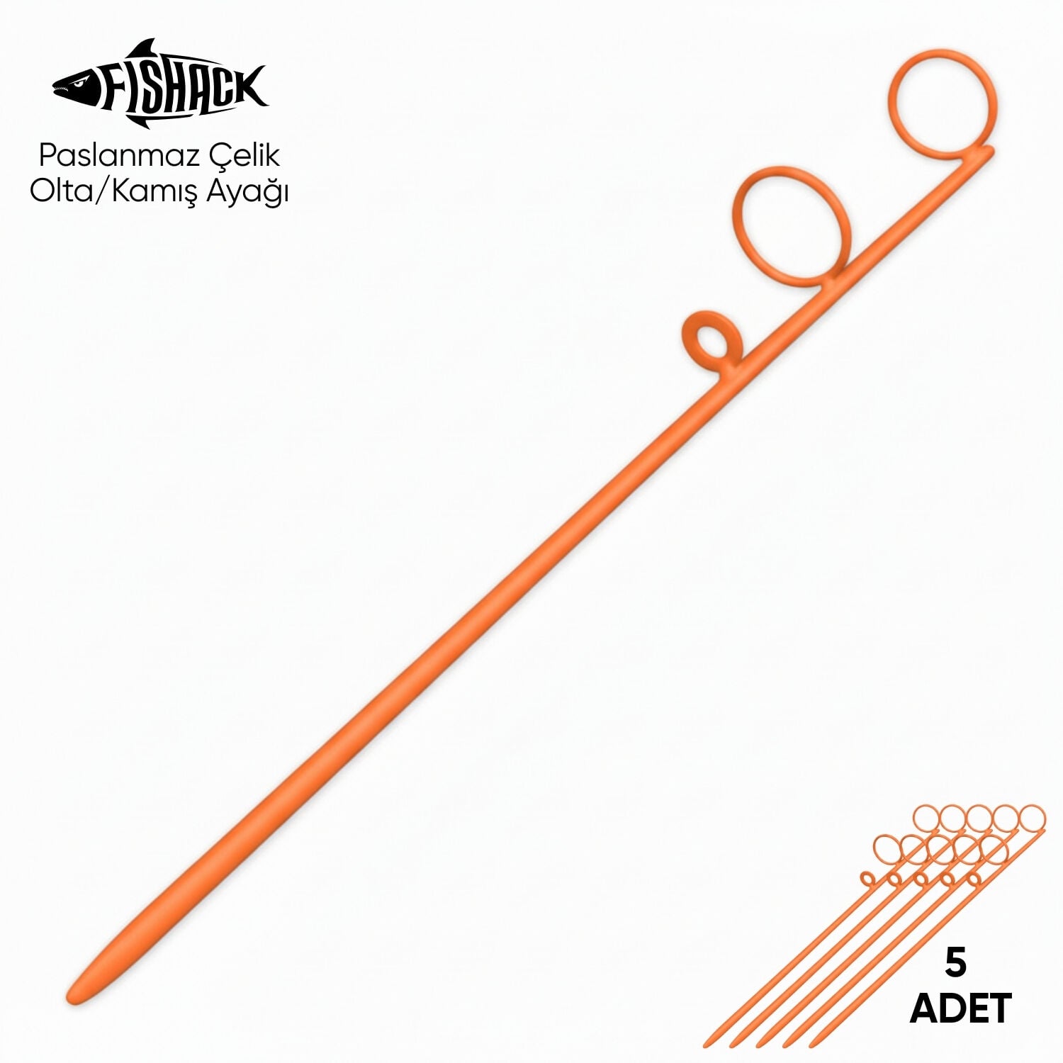 Olta Kamış Ayağı - Paslanmaz Çelik - Fishack - Turuncu - 5'li