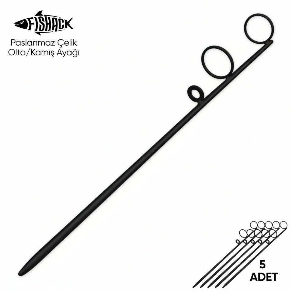 Olta Kamış Ayağı - Paslanmaz Çelik - Fishack - Siyah - 5'li