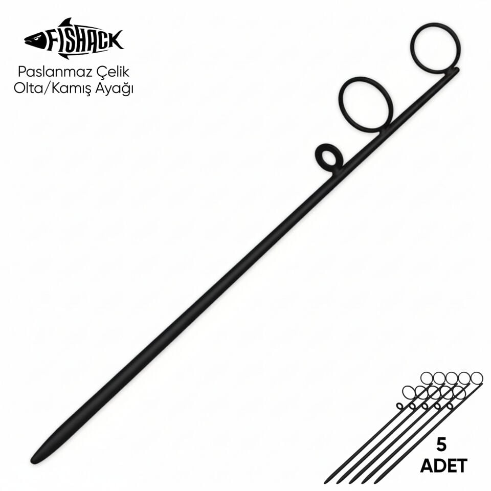 Olta Kamış Ayağı - Paslanmaz Çelik - Fishack - Siyah - 5'li