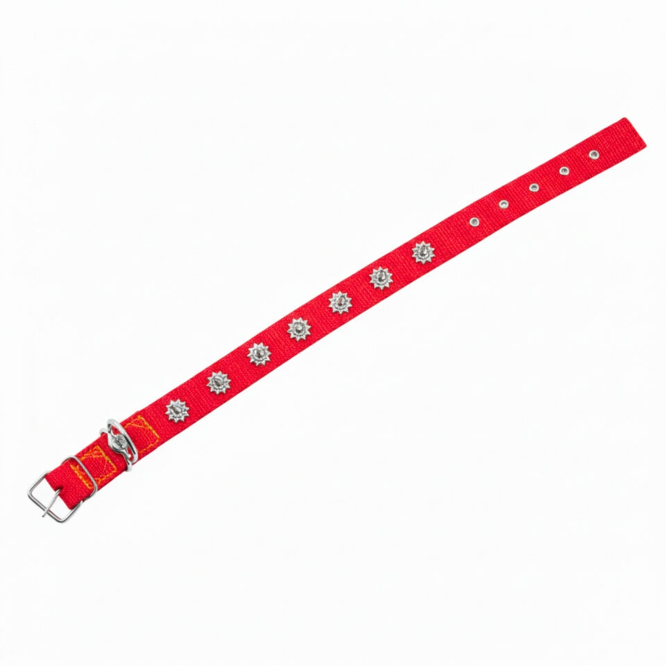 Dokuma Çivili Köpek Boyun Tasması - 4*70 cm - Kırmızı