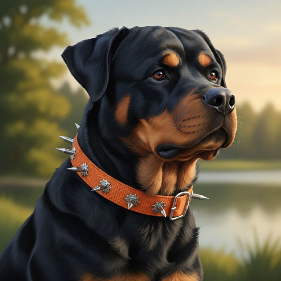 Dokuma Çivili Köpek Boyun Tasması - 4*70 cm - Turuncu