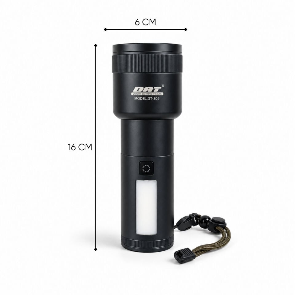 Şarj Edilebilir Zoomlu El Feneri - 1500 Lümen - 15 Watt - DAT - DT-805
