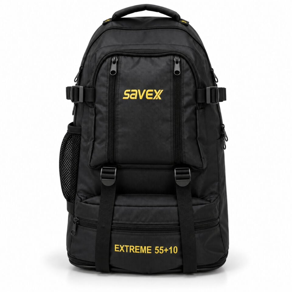Profesyonel Körüklü Sırt Çantası - Savex - 55+10 LT - Siyah