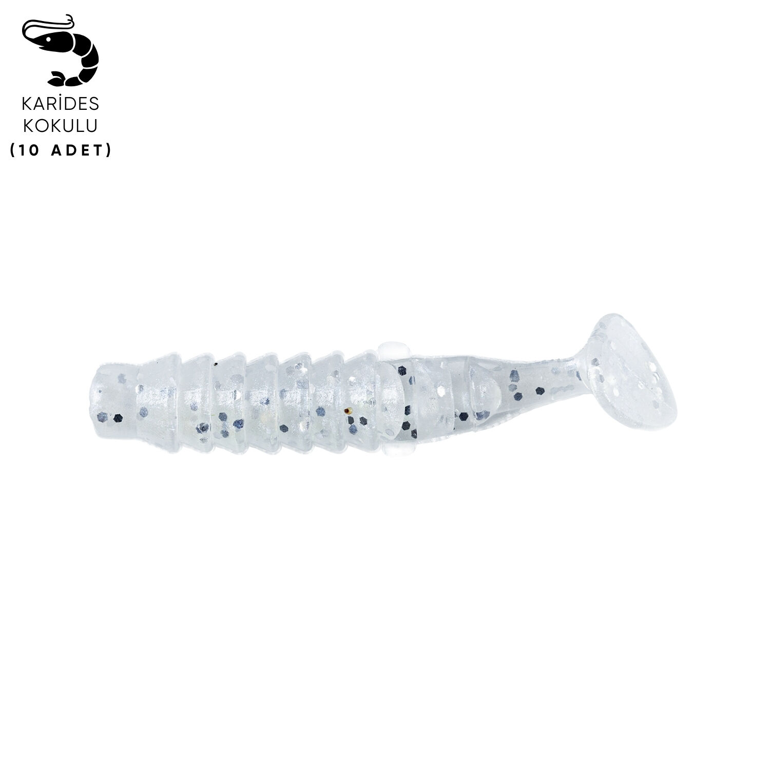 Silikon Kurt Yem - 1,5g 45mm - Fishack - 10 Adet - Simli Beyaz