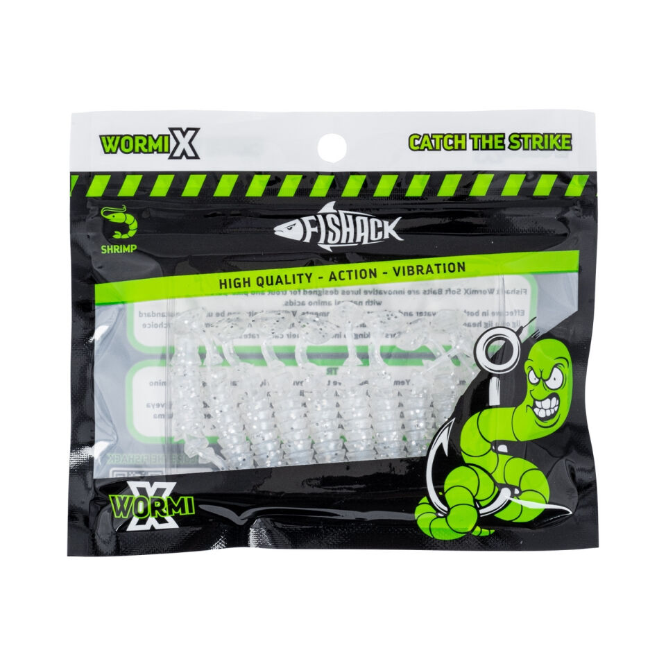 Silikon Kurt Yem - 1,5g 45mm - Fishack - 10 Adet - Simli Beyaz