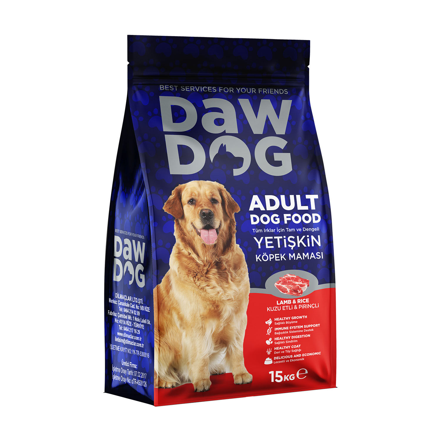 Yetişkin Köpek Maması - Dawdog - Kuzu Etli/Prinçli - 15 Kg