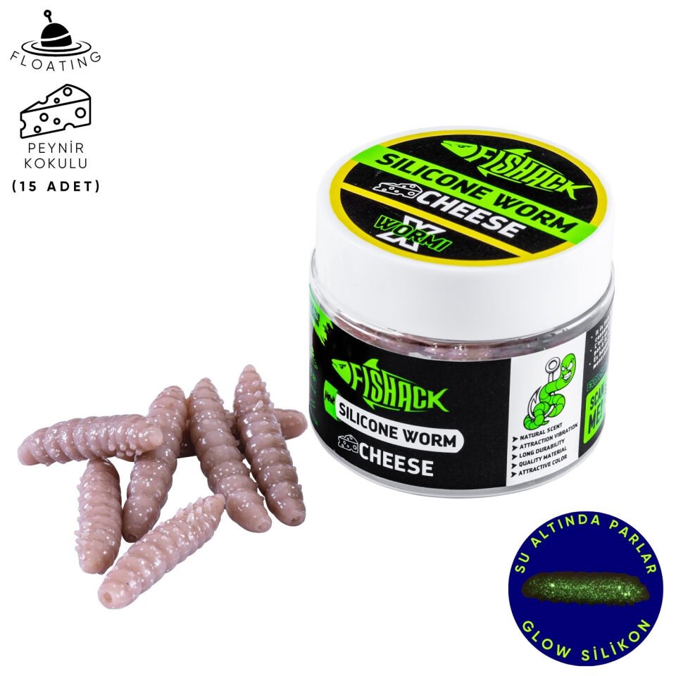 Yüzen Silikon Kurt - Glow Alabalık Yemi - 37mm - Peynir Kokulu - Kahverengi