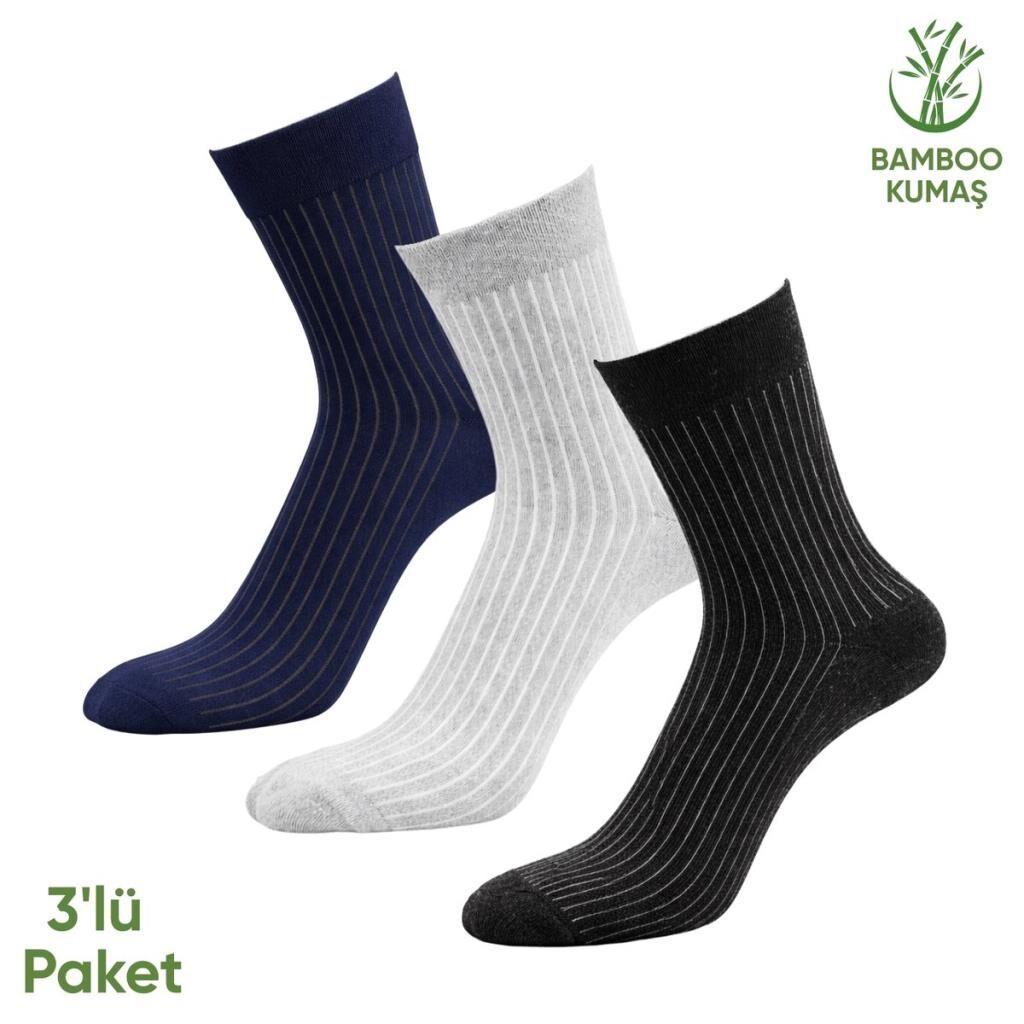 Bambu Erkek Soket Çorabı - 3 Çift - Dikişsiz - Malta - 17671 - Set 3