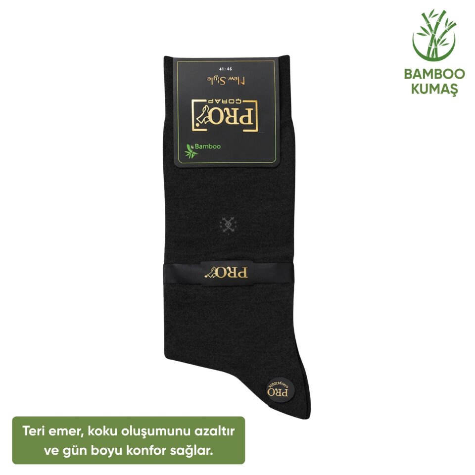 Bambu Erkek Soket Çorabı - 3 Çift - Dikişsiz - Gori -17135 - Set 5