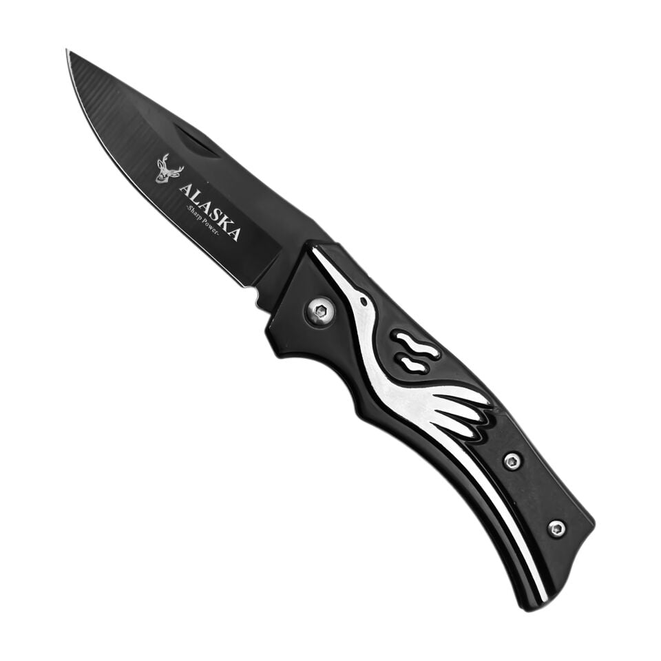 Katlanır Cep Çakısı - Siyah - SDR-001 - Leylek Motifli