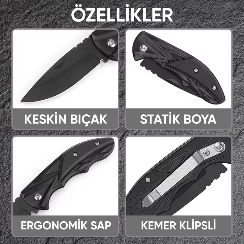 Katlanır Cep Çakısı - Kemer Klipsli - SDR-079 - Karbon