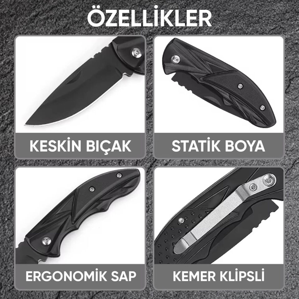 Katlanır Cep Çakısı - Kemer Klipsli - SDR-079 - Karbon