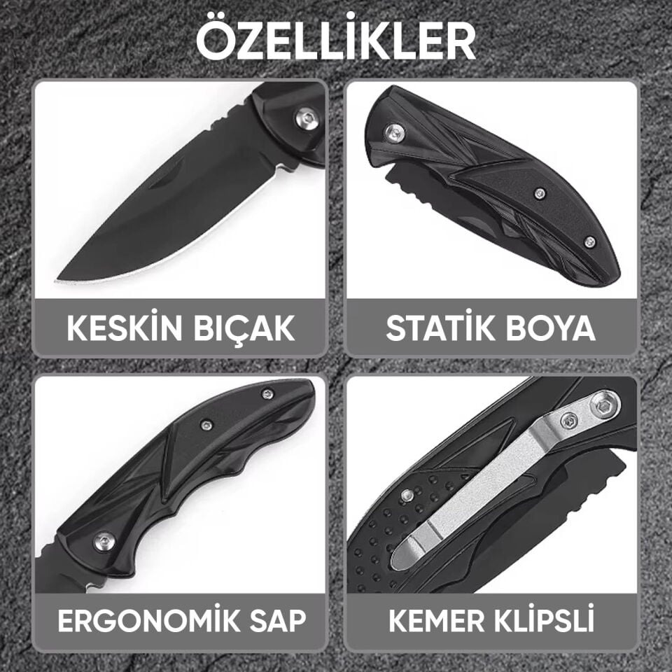 Katlanır Cep Çakısı - Kemer Klipsli - SDR-079 - Mavi