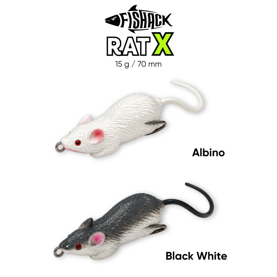 Silikon Fare - 15g 70mm - Fishack RatX - UV Boyalı - Black White