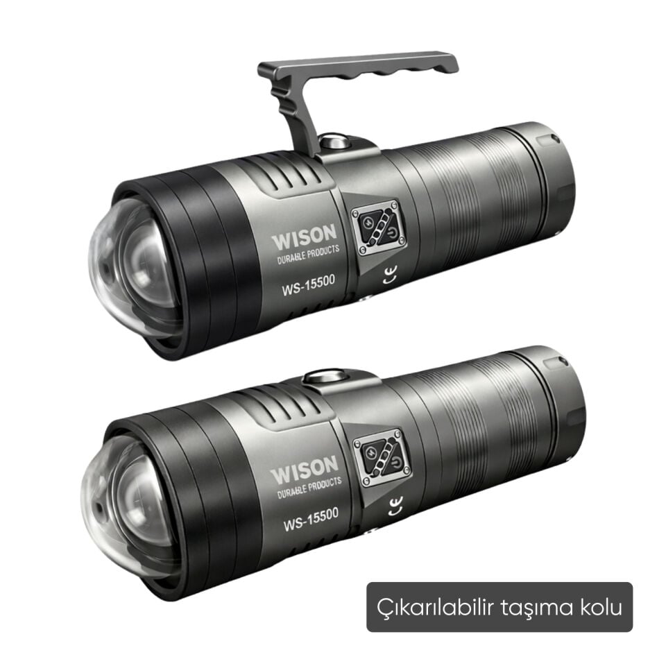 Şarj Edilebilir El Feneri - Wison - 13000 Lümen - 130 Watt (WS-15500)