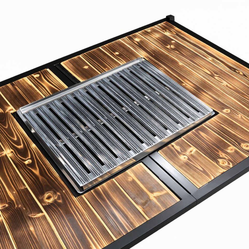 Katlanabilir Mangal Masa - Krom Izgaralı - 100cm*70cm*65cm
