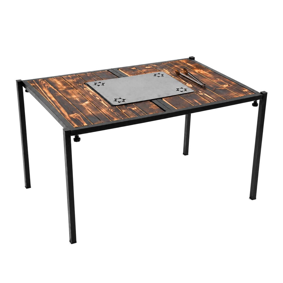 Katlanabilir Mangal Masa - Krom Izgaralı - 100cm*70cm*65cm