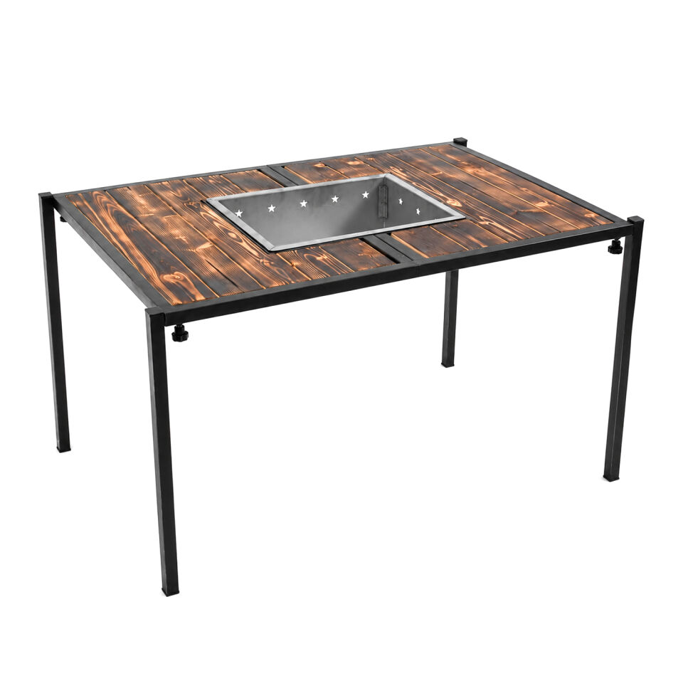 Katlanabilir Mangal Masa - Krom Izgaralı - 100cm*70cm*65cm