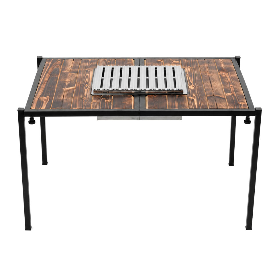 Katlanabilir Mangal Masa - Krom Izgaralı - 100cm*70cm*65cm