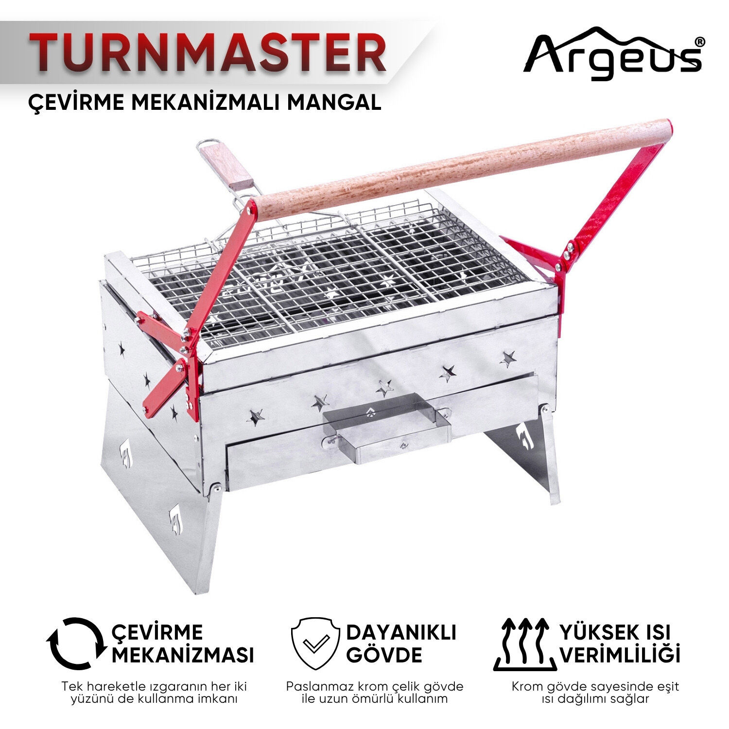 Çevirme Mekanizmalı Krom Mangal - Argeus Turnmaster