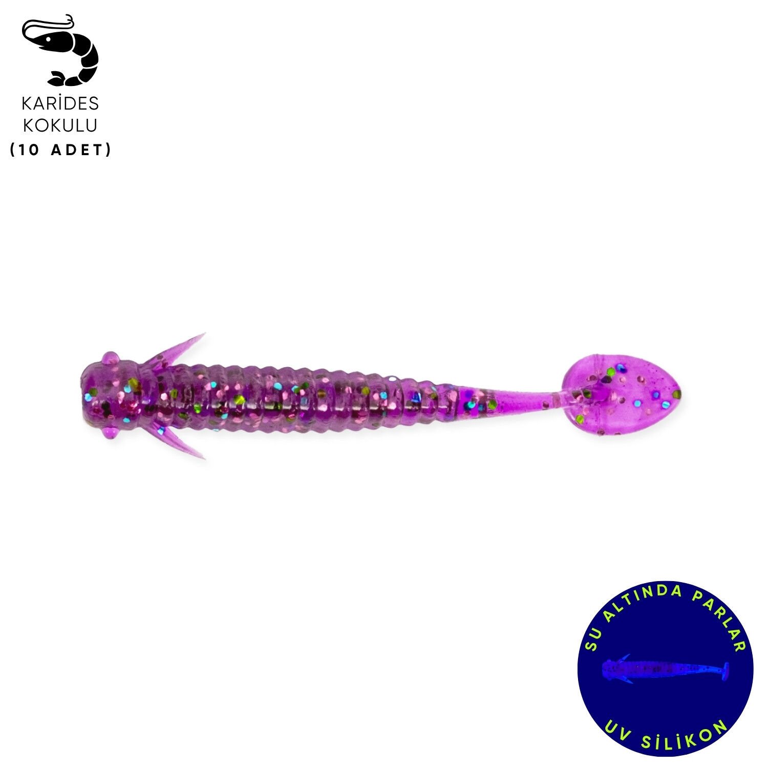 Silikon Kurt Yem - 1g 50mm - Fishack Wormix - 10 Adet - Purple