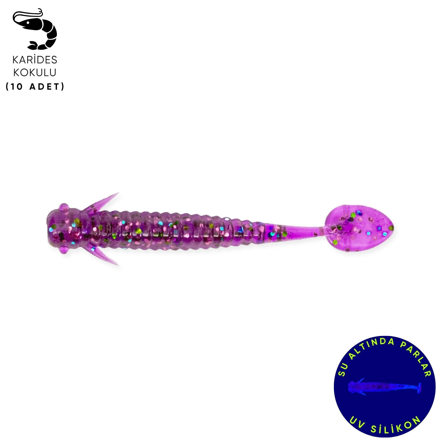 Silikon Kurt Yem - 1g 50mm - Fishack Wormix - 10 Adet - Purple