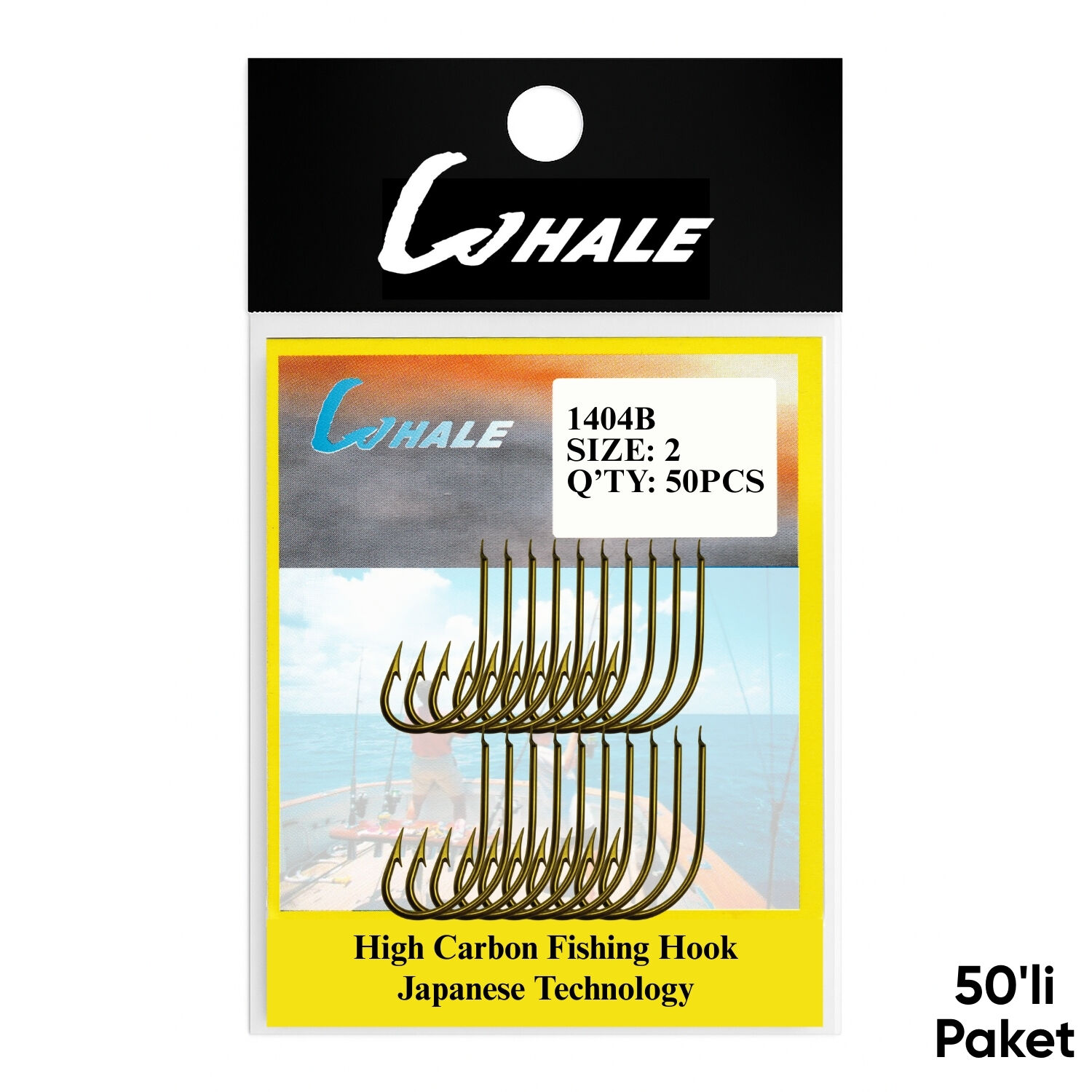 Olta İğnesi - Whale - 1404B - Bronz - No: 2 (50'li Paket)