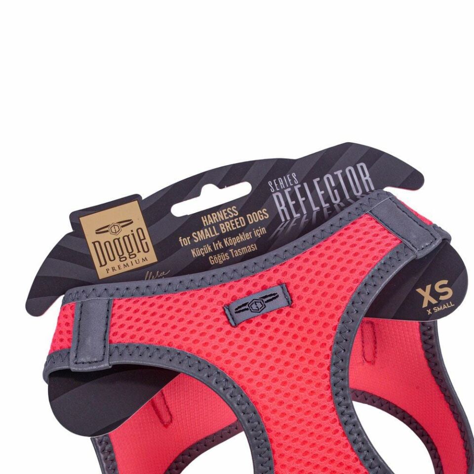 Doggie Havalı Dokuma Reflektörlü Küçük Irk Göğüs Tasması Pembe 30-34 cm (ARG-XS)