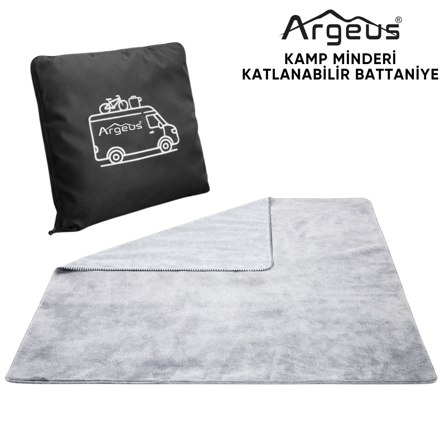 Kamp Minderi & Katlanabilir Polar Kamp Battaniyesi - Argeus - Siyah