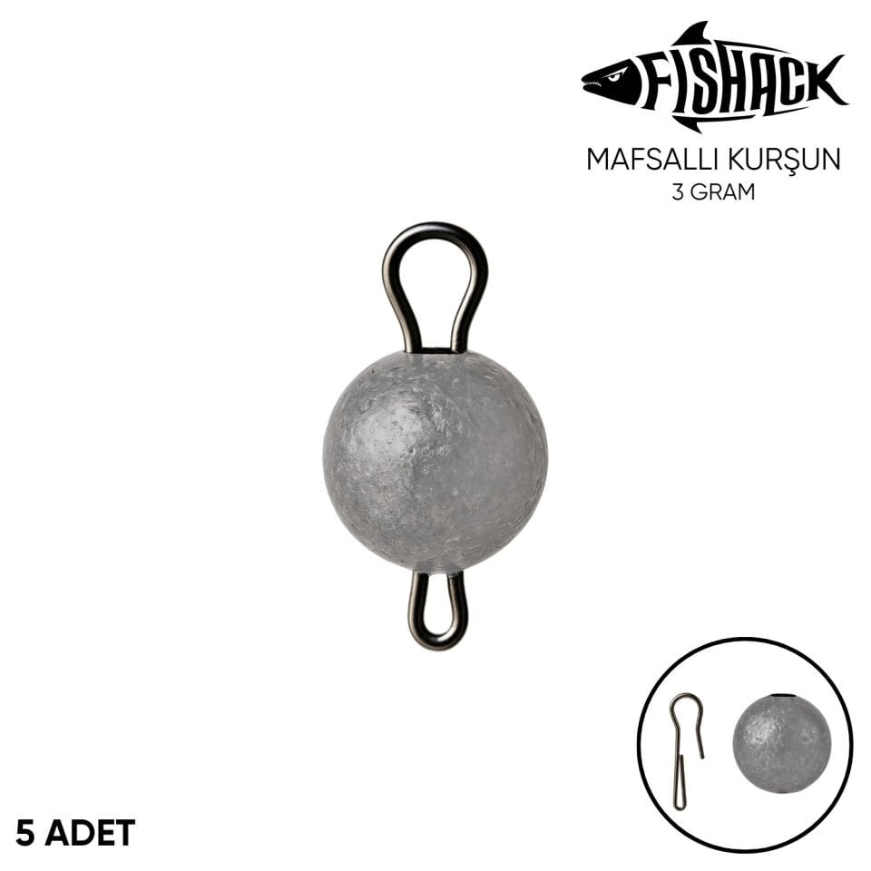 Mafsallı Kurşun - Hareketli İğne Kurşunu - Fishack - 3 Gram - 5'li Paket
