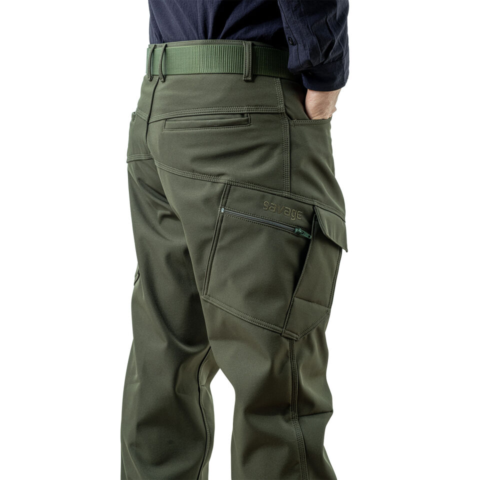 İçi Polarlı Softshell Pantolon - Su Rüzgar Geçirmez - Savage - Haki