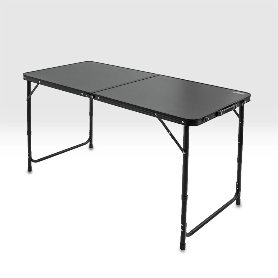 Katlanabilir Kamp Masası Seti - 4/6 Kişilik - 4 Tabureli - Elevate Plus - Siyah
