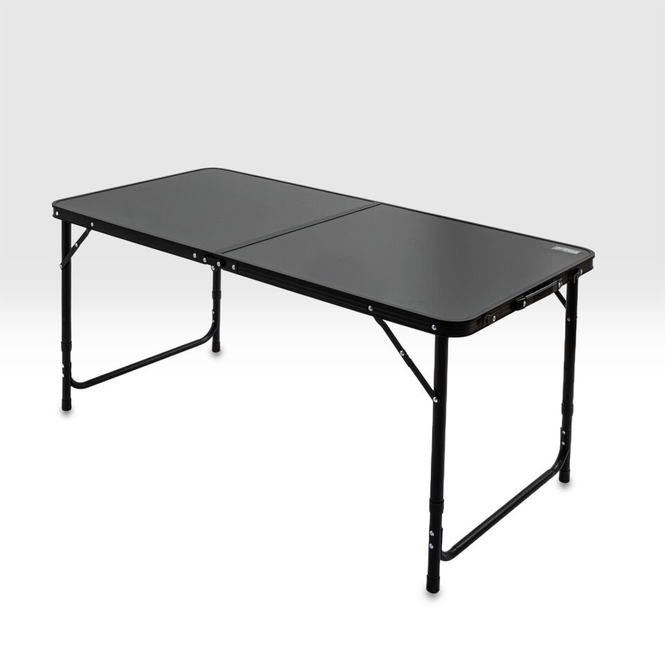 Katlanabilir Kamp Masası Seti - 4/6 Kişilik - 4 Tabureli - Elevate Plus - Siyah