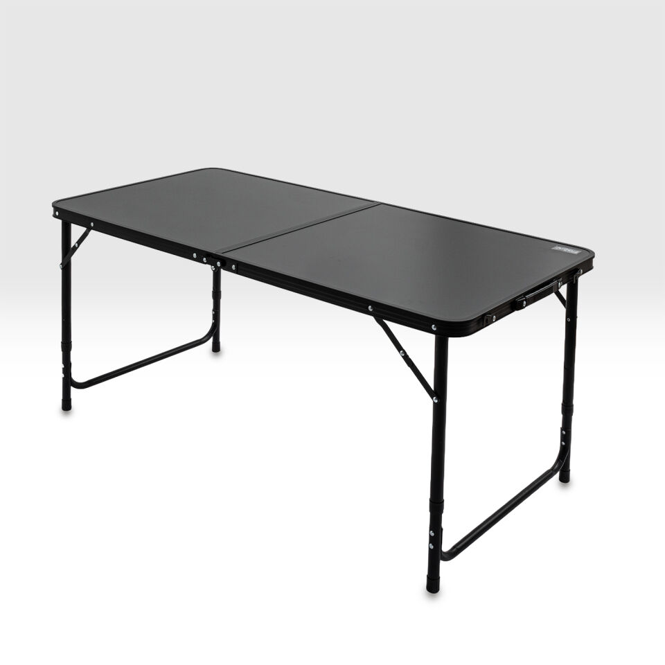 Katlanabilir Kamp Masası Seti - 4/6 Kişilik - 4 Tabureli - Elevate Plus - Siyah