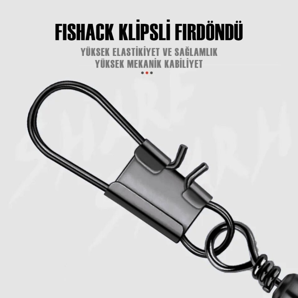 Fishack Paslanmaz Klipsli Fırdöndü Füme No: 9 12'li