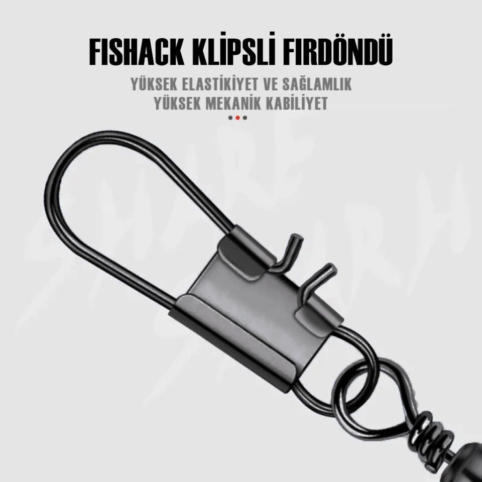 Fishack Paslanmaz Klipsli Fırdöndü Füme No: 9 12'li